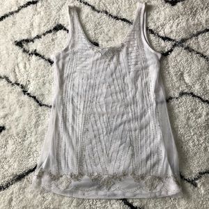 Beaded Tank with Mesh Overlay